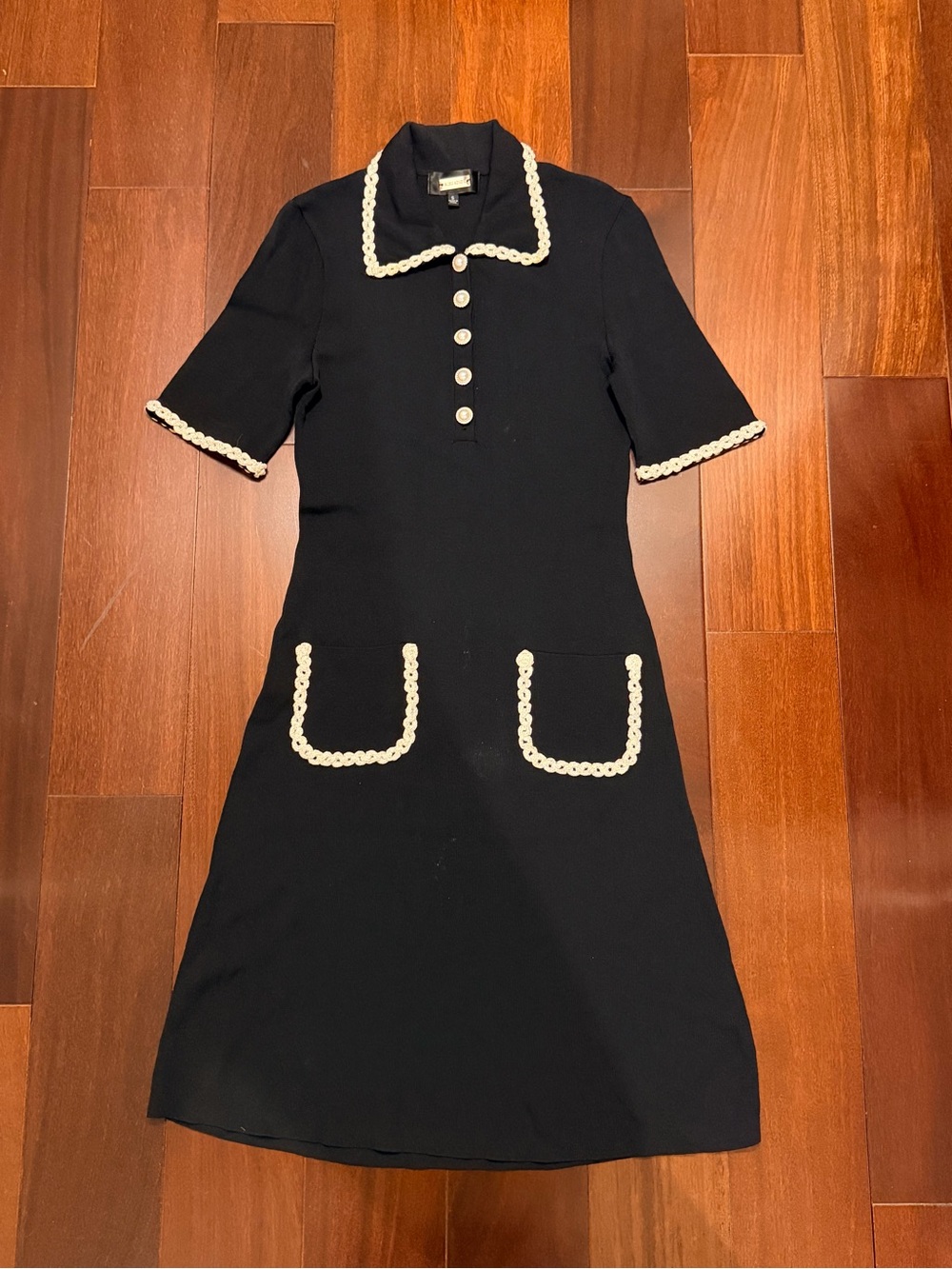 Alexia Admor Black Midi Dress with Ivory Trim